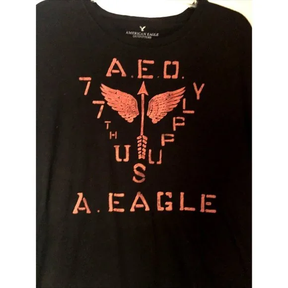 American Eagle Men’s Black Shirt Vintage Large VTG - Picture 4 of 5